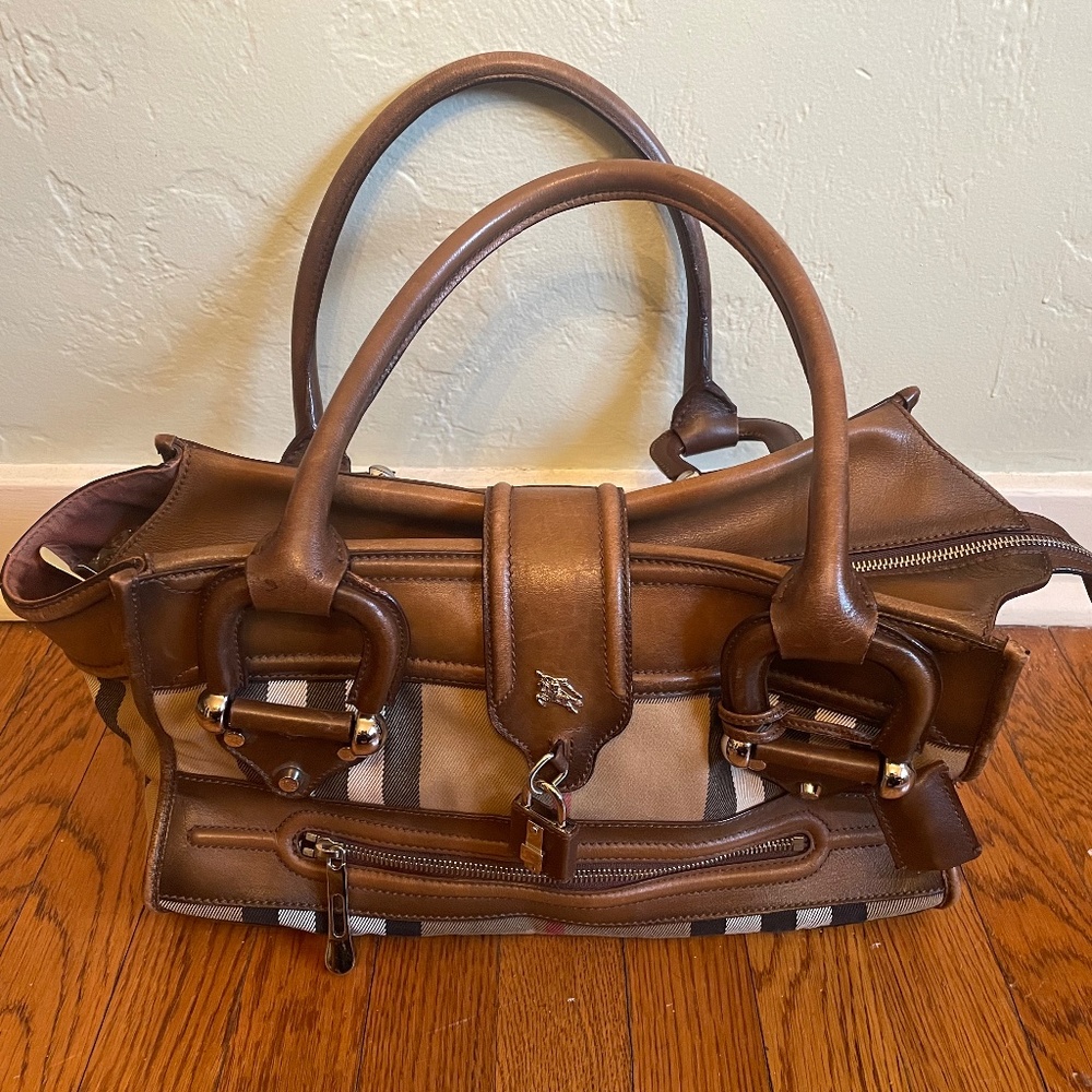 BURBERRY Haymarket Tote Shoulder Bag Nova Check Plaid Canterbury